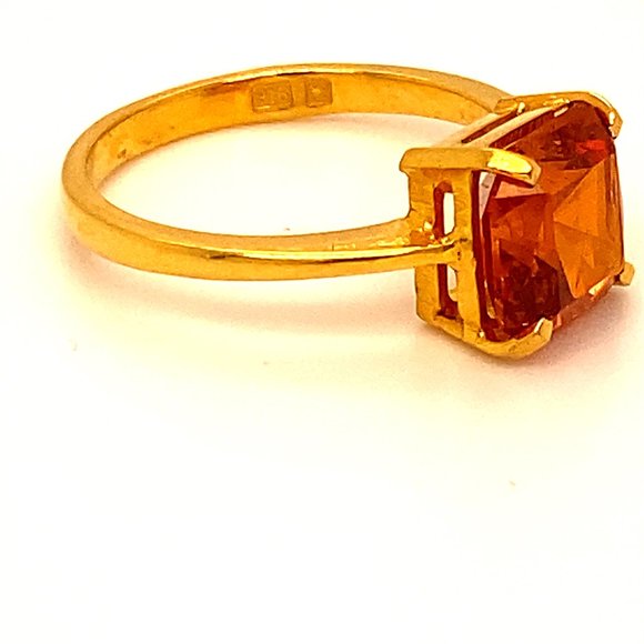 Spessartine 4.02ct Solid 22K Yellow Gold Ring - Picture 3 of 7